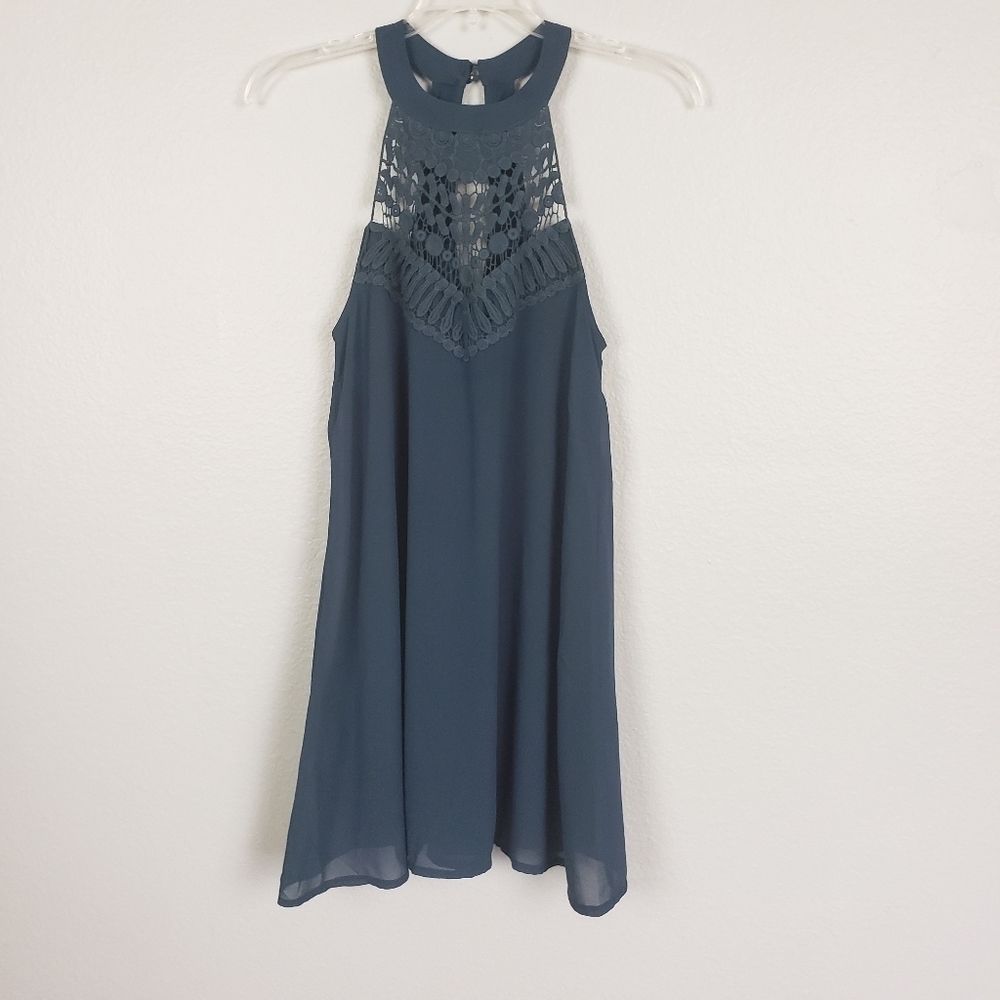 ALTAR'D STATE Halter Mini Dress Dark Teal Sz XS